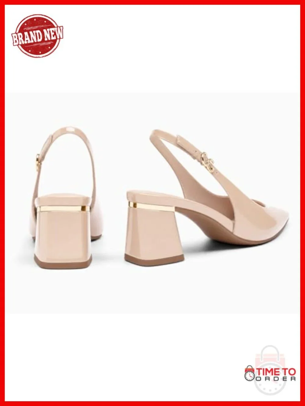Womens Slingback Chunky Heel Pointed Closed Toe Pumps Adjustable Strap Work